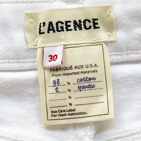 L’Agence Cotton White High Rise Wide Leg Stretch Slim Sandy Jeans White 30 NWT - Picture 6 of 8